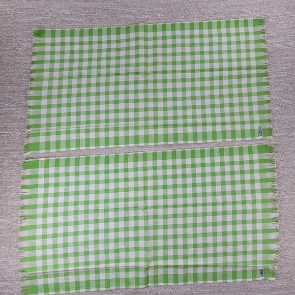 VTG Cannon Tea Towel Kitchen Dish Rag Green Gingham Linen Deadstock Set of 2 - Picture 2 of 11